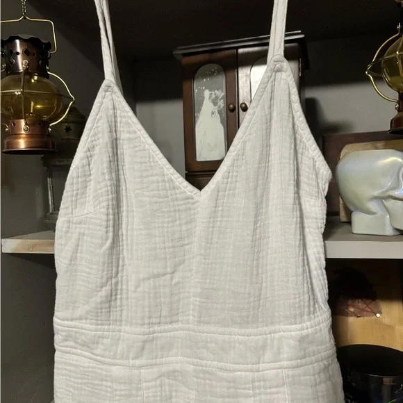 Lost in Lunar White Cotton Gauze Jumpsuit XS Wide Leg Minimalist - Picture 3 of 11